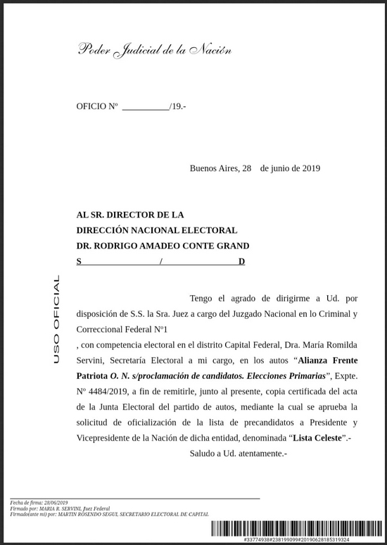 Biondini-Venturino confirmados por la Justicia Electoral